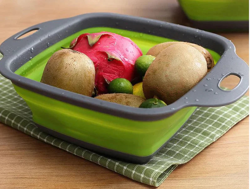 Bandeja de Silicone para Guardar e Lavar Frutas e Vegetais