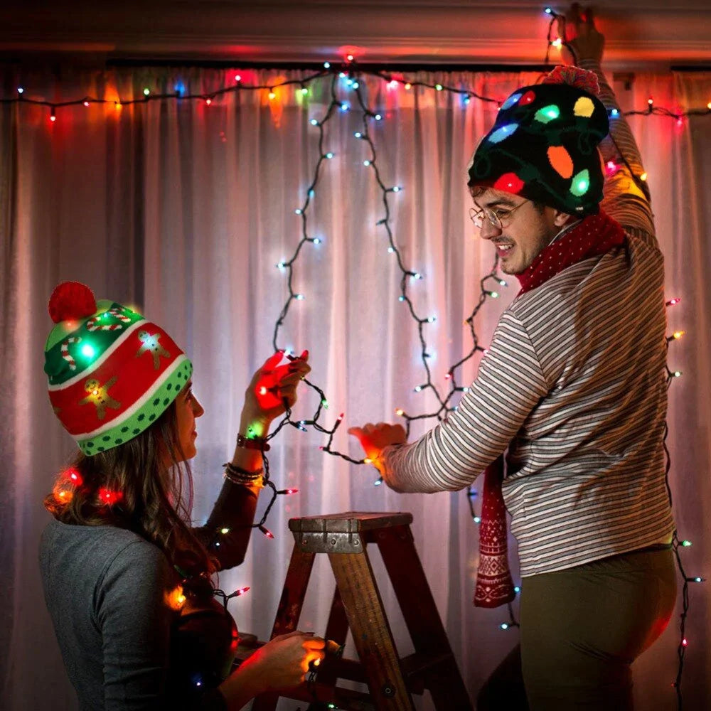 Chapéu de Natal com Luzes Led